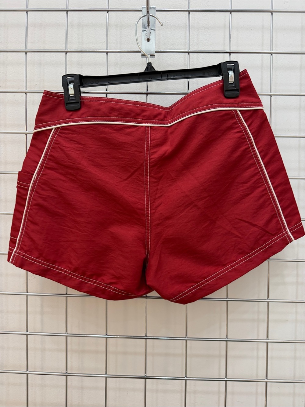 Vintage Red Women's Surf Shorts with Contrast Stitching - Picture 6 of 6